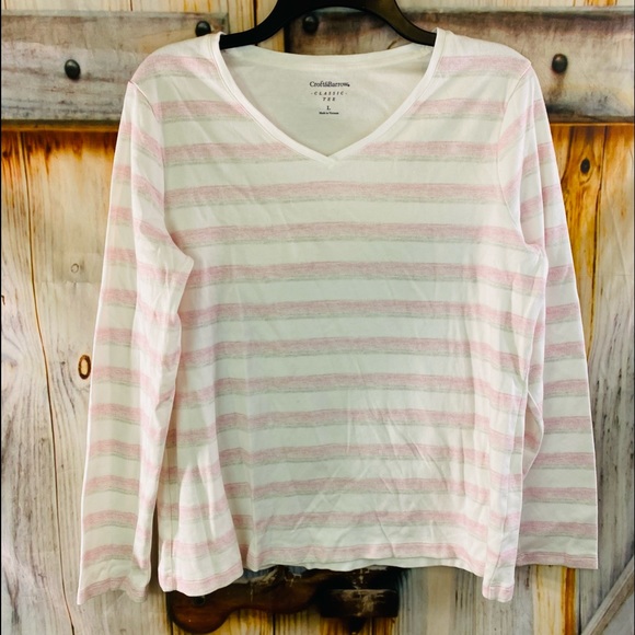 croft & barrow Tops - EUC Croft & Barrow Long Sleeve Striped T-Shirt